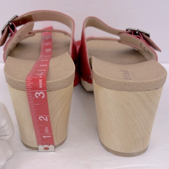 Dr Scholl’s SHOES, ORIGINAL VIBE PLATFORM, HEELED SLIDE SANDALS, RED LEATHER 10M - Picture 14 of 16